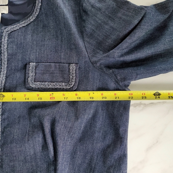 Christopher & Banks Women's XL Open Front Denim Blazer Jacket XL Business Casual - Picture 13 of 16